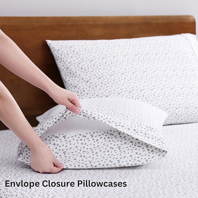 LANE LINEN 100% Organic Cotton Printed King Bed Set, All Season Crisp Percale - Image 5