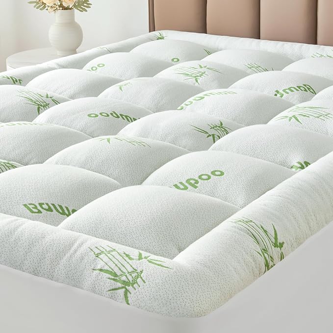 Queen Size Mattress Topper Viscose Derived from Bamboo, Soft Thick Pillow Top by SurChic