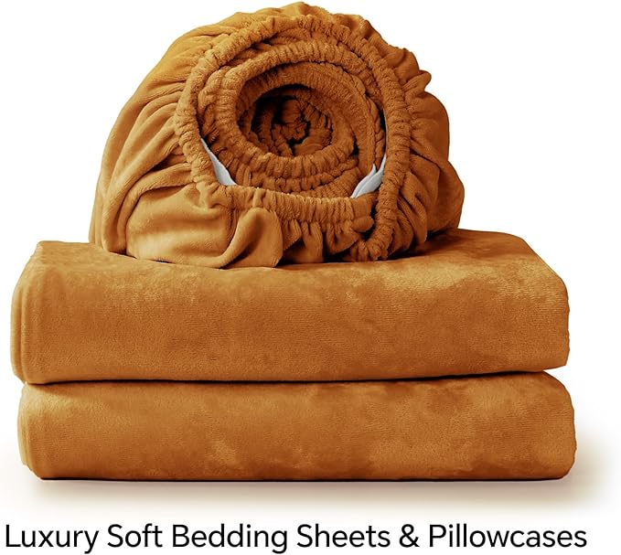 BEDELITE Velvet Fitted Sheet and Pillowcase Set, Luxury Soft Fuzzy Bottom Sheet - Image 8