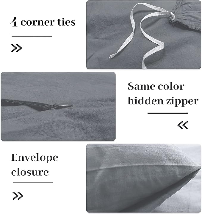 NEXHOME PRO Cotton Duvet Cover Set King Size Linen Look Textured Organic - Image 5
