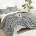 Litanika Comforters Medium Gray Queen Size, 3 Pieces Lightweight Solid Bedding by Litanika