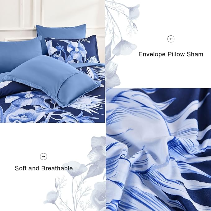 Luxudecor Floral Comforter Set Full Size 7 Piece, Elegant Floral Comforter - Image 5