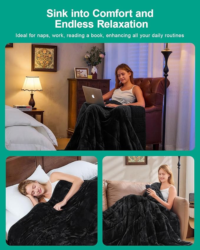 Super Fuzzy Soft Sherpa Fleece Weighted Blanket, 15 lbs Dual Sided Fluffy Heavy - Image 4