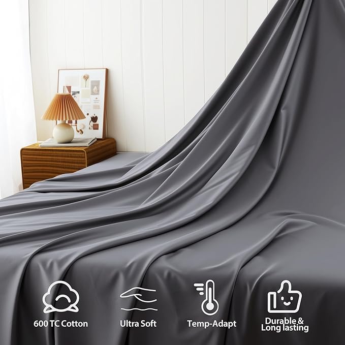 Cotton Flat Sheets Only, 600 TC 100% Cotton Flat Sheet Top Sheet Only, Twin - Image 4