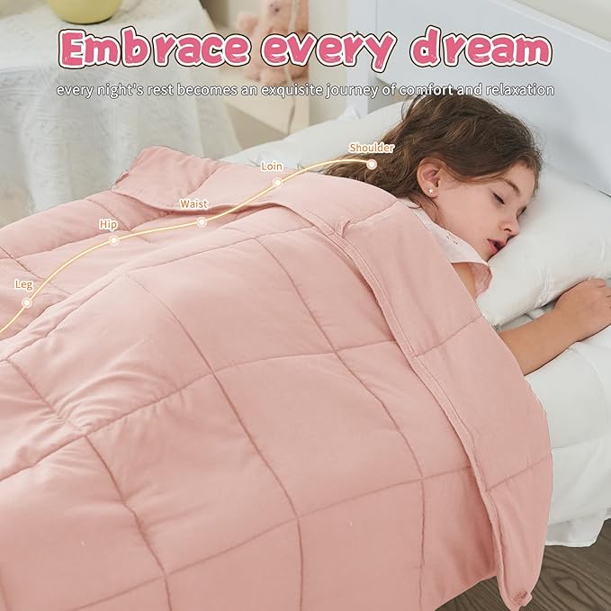 Pink Weighted Blanket Kids 3lbs, Cooling Heavy Throw Blanket - Image 4