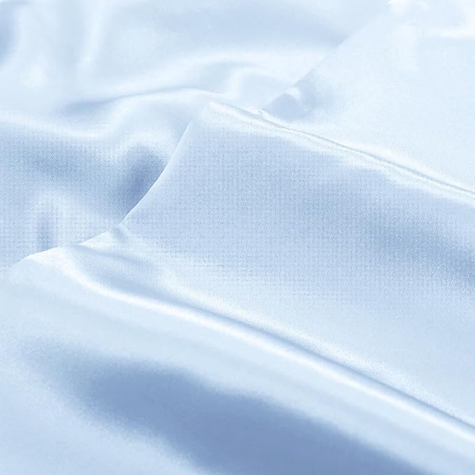 Aormenzy Satin Pillow Cases for Women Queen Size Set of 2, Baby Blue Satin - Image 7