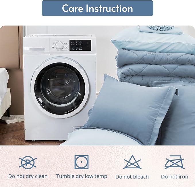 MUXHOMO 7 Pieces King Comforter Set, Reversible Bed in a Bag King Size - Image 9