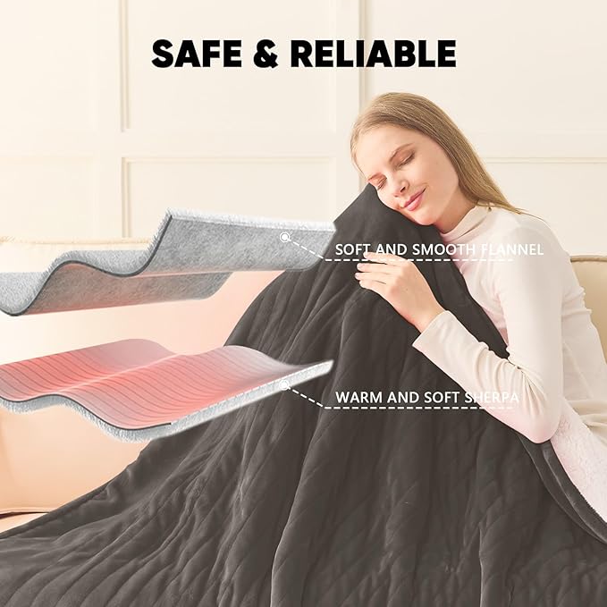 greenoak Heated Blanket Electric Queen Size 84"X90" Dual Control, Heating - Image 7