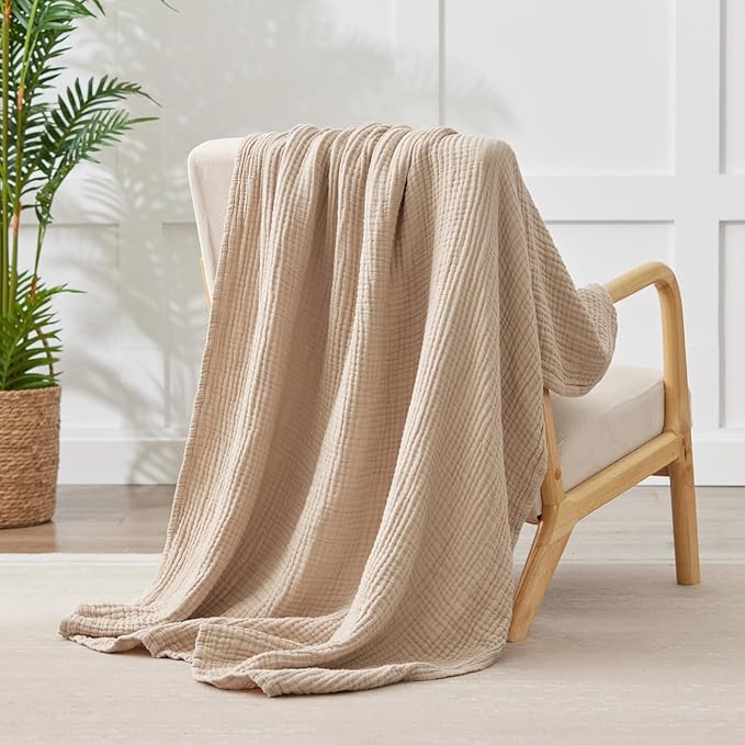 100% Cotton Muslin Blanket 50" x 60", Breathable and Lightweight Cotton Throw - Image 2