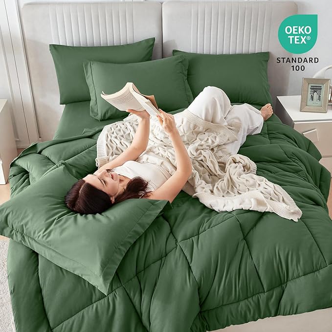 Sasttie Full Size Comforter Sets, 7 Pieces Bed in a Bag Full, Complete Bedding - Image 5