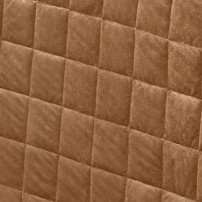 Touch of Class Camden Luxury Bedding | Neutral Camel Color | Grande Fitted Bedspread | Faux Suede Box Quilted Design | Designed 3 Piece Set Includes Queen Bedspread and 2 Standard Shams