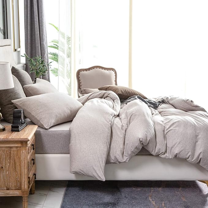 PURE ERA Jersey Knit Duvet Cover Set 100% T-Shirt Cotton Super Soft Comfy 2pc - Image 4