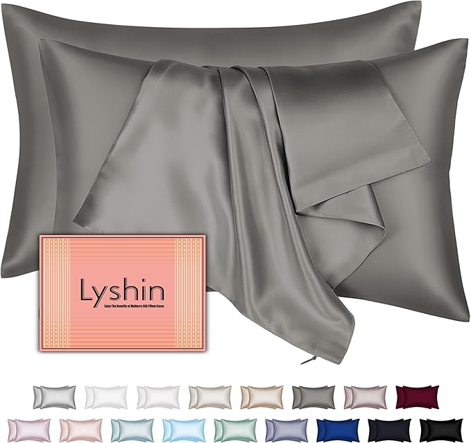 Silk Pillow Cases 2 Pack Standard Size by LYSHINSILKPILLOWCASES