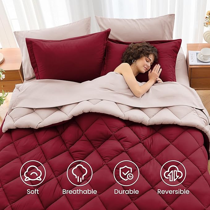 MUXHOMO 5 Pieces Twin Comforter Set, Reversible Bed in a Bag Twin Size - Image 6