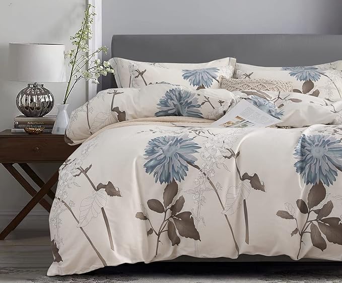 SLEEPBELLA Duvet Cover Full Size, 600 Thread Count Cotton Botanical Flowers by SLEEPBELLA
