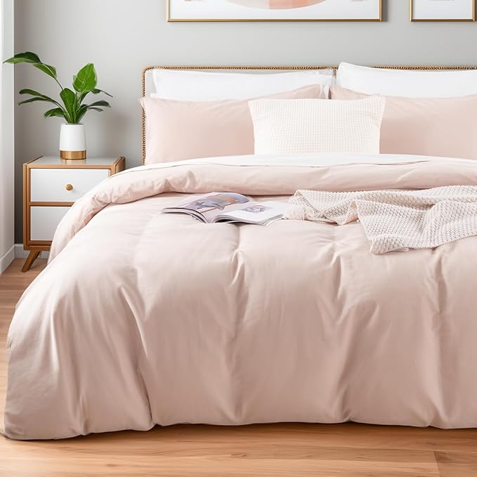 NEXHOME PRO Duvet Cover Set King Size Linen Look Textured Organic Natural 100% by NEXHOMEPRO