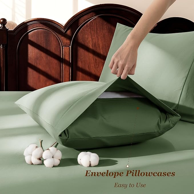 LBRO2M 1000 Thread Count 100% Egyptian Cotton Sheets Set King Size, 4 Piece - Image 6