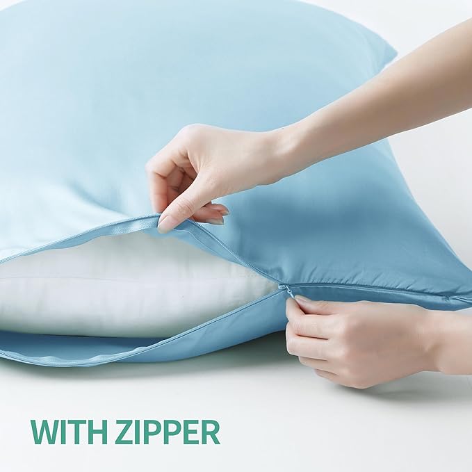 4-Pack Bamboo Viscose Zippered Pillow Cases Standard Size, 400 Thread Count - Image 2
