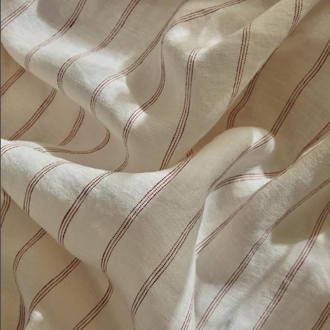 mixinni Striped Duvet Cover Set Twin Size, 3 Piece Cotton Linen Blend Bedding - Image 6