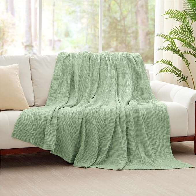 100% Cotton Muslin Blanket King 108" x 90", 6 Layers Breathable and Lightweight - Image 8
