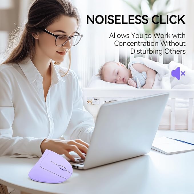 TECKNET Ergonomic Mouse, Wireless Bluetooth Vertical Mouse, 4800 DPI Optical Tracking, 6 Adjustable DPI, Quiet Clicks, 2.4GHz with USB A Receiver, 12 Months Battery, 6 Buttons, Wide Compatibility-DeskoryOffice