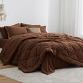 Love's cabin Queen Comforter Set Brown, 7 Pieces Queen Bed in a Bag, All Season by Lovescabin