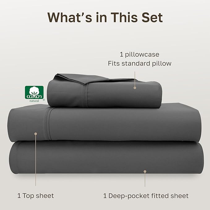 California Design Den Soft 100% Cotton Twin Sheet Set, 400 Thread Count Good - Image 4
