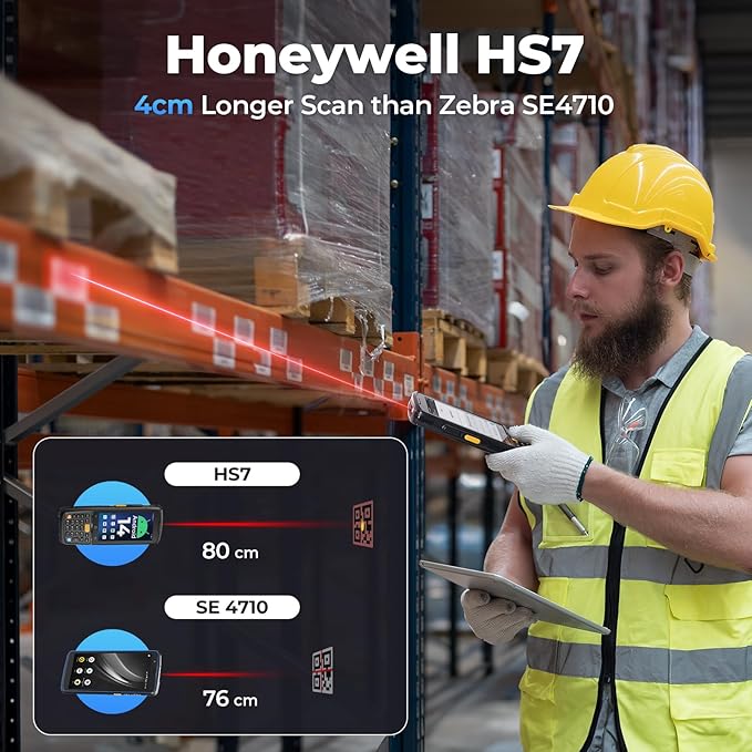 MUNBYN Android Barcode Scanner MC005, Android 14, 4GB+64GB PDA Handheld, Equipped with Honeywell HS7 1D & 2D Bar Code Scan Engine, 4-inch Touchscreen, 5000mAh Mobile Scanner for Inventory Warehouse-DeskoryOffice