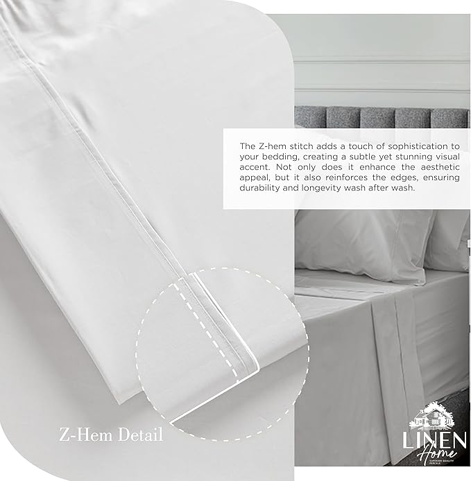Linen Home 100% Cotton Percale Sheets Queen Size, Deep Pocket, 4 Pieces Set - Image 3