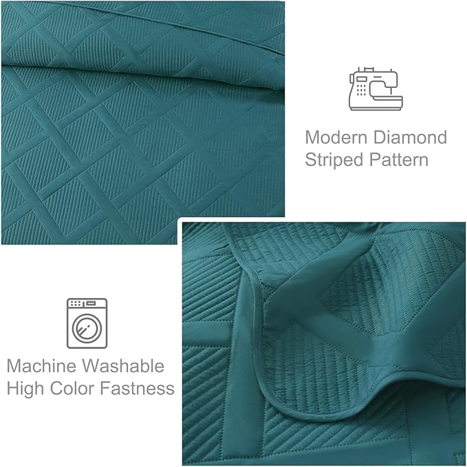 Exclusivo Mezcla Oversized King Quilt Set- Teal Cal King Quilts Bedding Set - Image 5