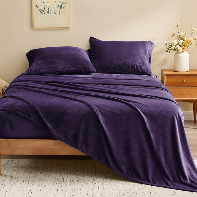 BEDELITE Flannel Sheets Queen Size Purple - Image 2
