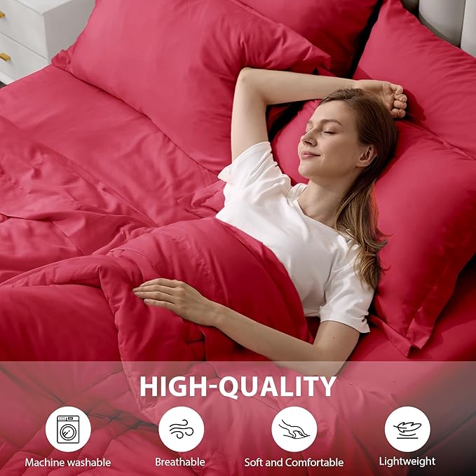 Queen Comforter Set Red - Image 5