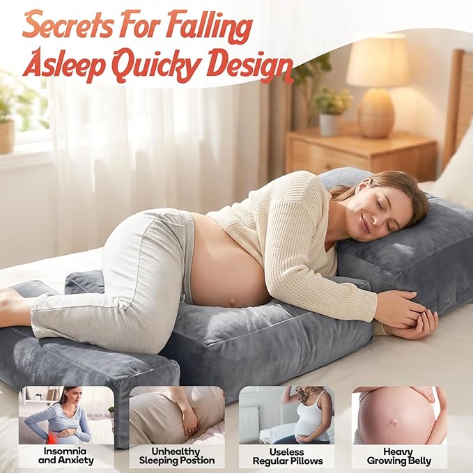 Pregnancy Pillows for Sleeping, 45.3 Inch Pregnancy Massage Pillow Full Body - Image 3