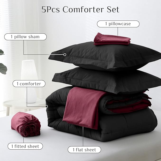 JOLLYVOGUE Twin XL Comforter Set, Ultra-Soft Bed in a Bag Twin XL Size 5 Pieces - Image 5