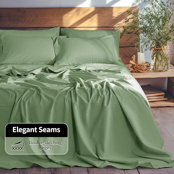LBRO2M 100% Pure Linen Sheet Set Deep Pocket Up to 16" Bed Sheets Sets - Image 7