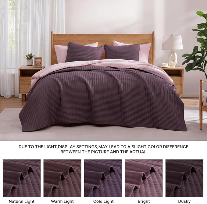 WRENSONGE King Size Quilt-3 Pieces Lightweight Italian Plum Bedspreads King - Image 7