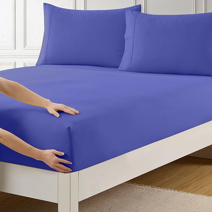 Twin Fitted Sheet Only with Full Elastic & Built in Corner Sheet Straps to by SweetHomeCollection