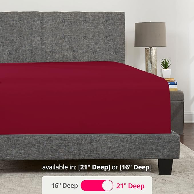 Deep Fitted Sheets King – King Size Fitted Sheet Only Deep Pocket – 21” King - Image 3