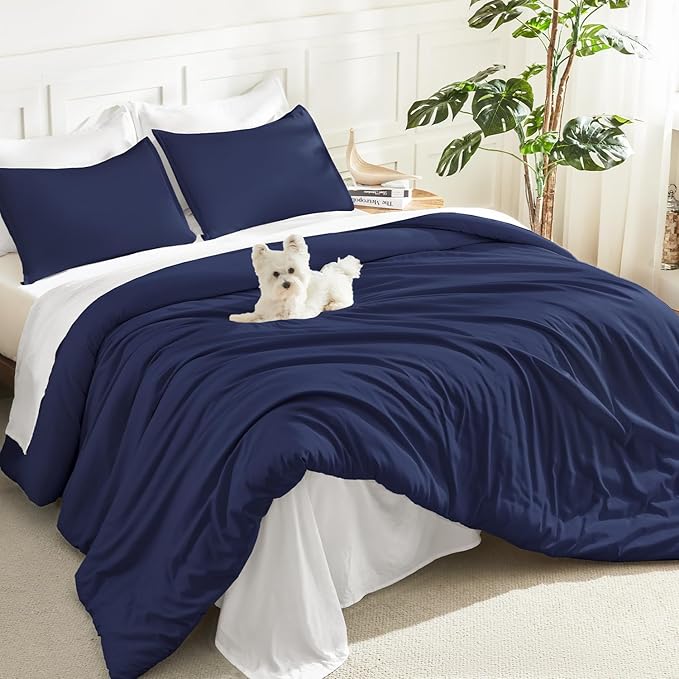 Litanika Navy Blue Comforter Set California King Size, 3 Pieces Cal King by Litanika
