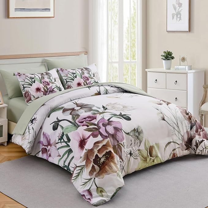 Luxudecor Floral Comforter Set Twin Size 5 Piece, Elegant Floral Comforter - Image 2