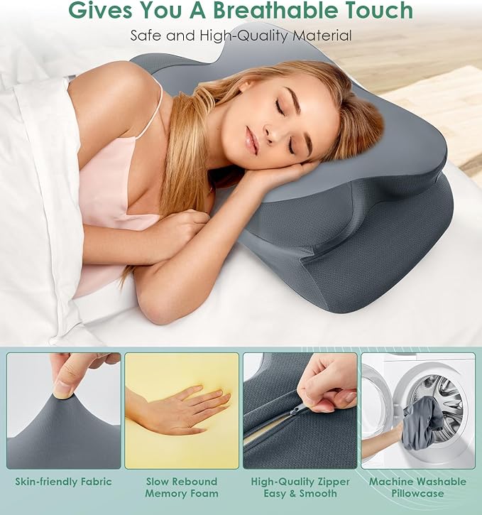 DONAMA Cervical Pillow for Sleeping, Contour Memory Foam Pillow for Neck and - Image 6