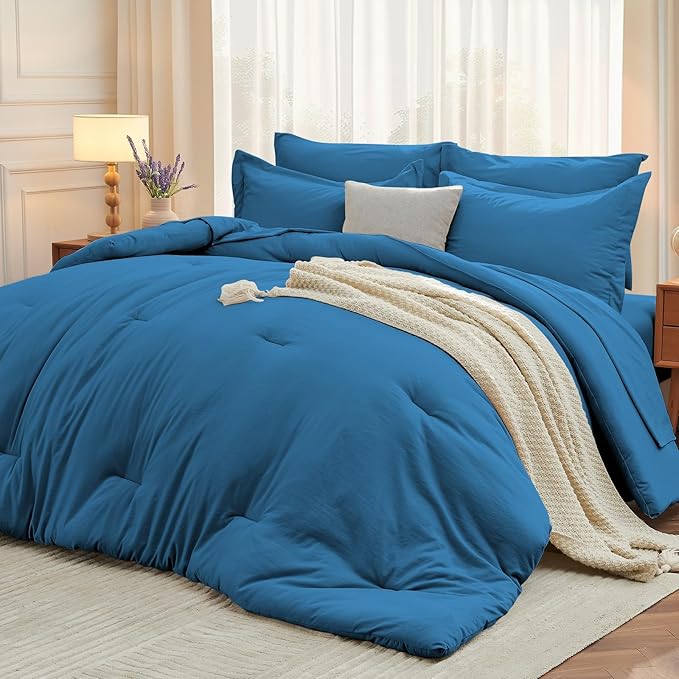MUXHOMO 7 Pieces King Comforter Set, Soft Bed in a Bag King Size, All Season by MUXHOMO