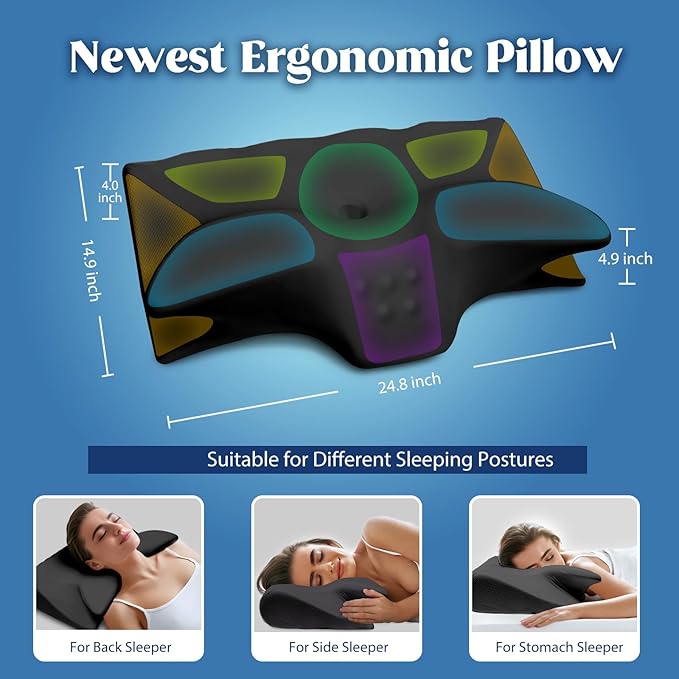 Cervical Pillow for Neck Pain Relief, Cooling Contour Memory Foam Pillows - Image 5