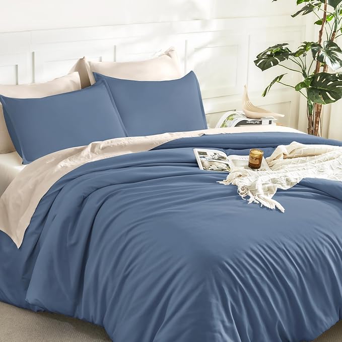 Litanika Haze Blue Comforters Oversized King Size, 3 Pieces Lightweight Solid - Image 5
