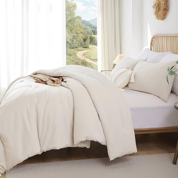 ROSGONIA Comforter Full Size for Girls Boys Teens Beige, Lightweight Dorm - Image 6