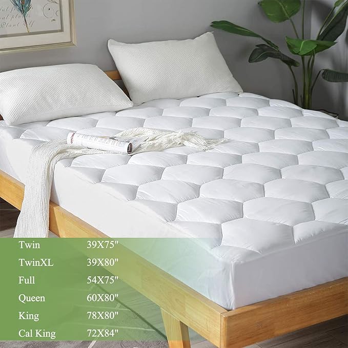 King Mattress Pad, 8-21" Deep Pocket Protector Ultra Soft Quilted Fitted Topper - Image 2