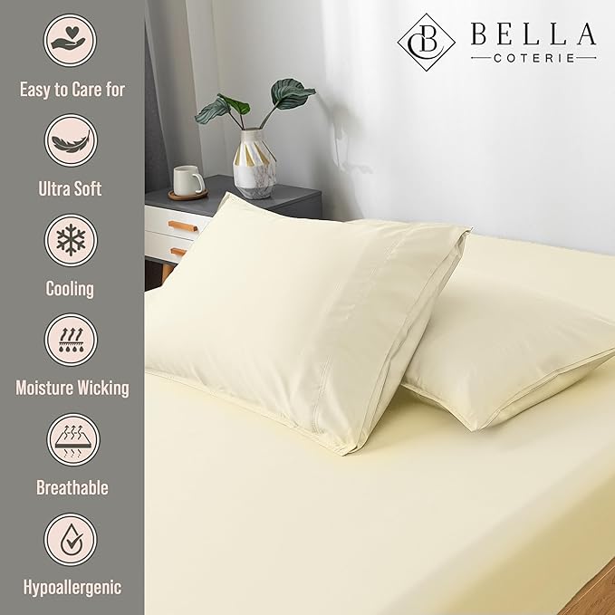 Bella Coterie | Luxury Bamboo Viscose Queen Size Pillowcase Set | 100% - Image 2