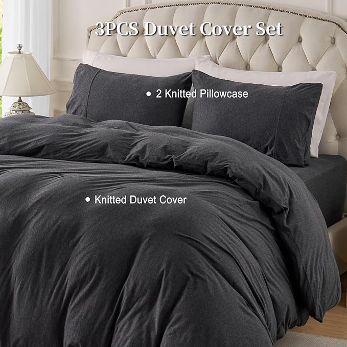PURE ERA Jersey Knit Duvet Cover Set 100% T-Shirt Cotton Super Soft Comfy 2pc - Image 5