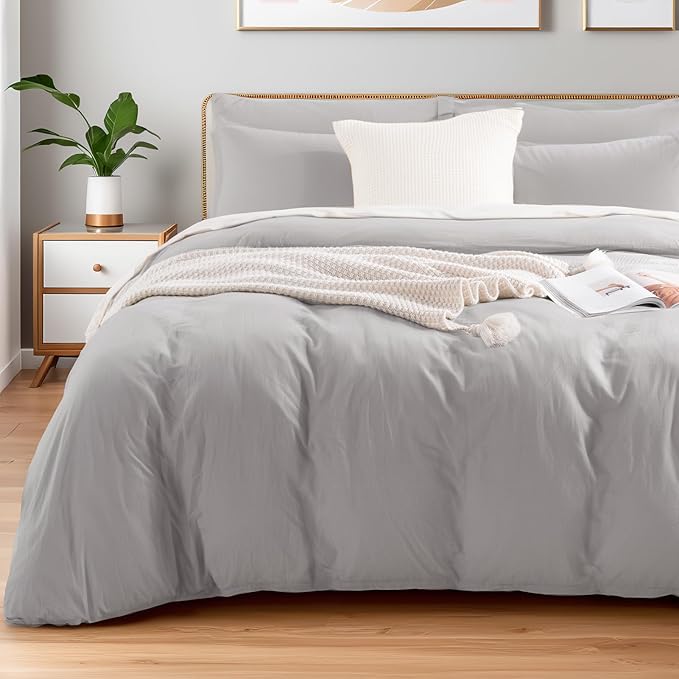NEXHOME PRO Duvet Cover Set Kids Twin Size Linen Feel Textured Organic Natural by NEXHOMEPRO