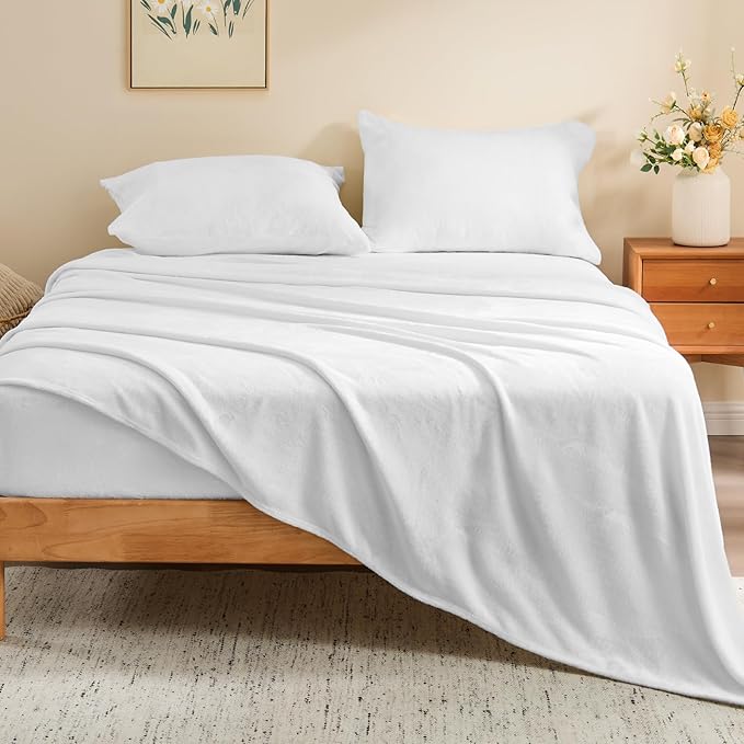 BEDELITE Flannel Sheets Full Size Bright White - Image 2